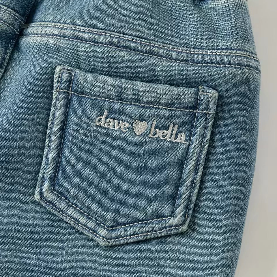 【予約】dave&bella デイブベラ フラワー刺繍裏起毛デニムパンツ DB4254070