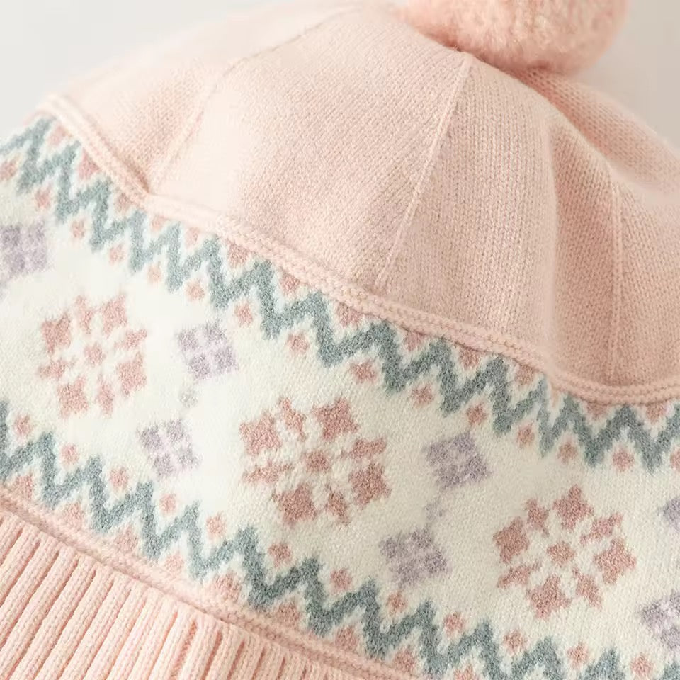 【予約】dave&bella デイブベラ ピンクウィンターデザインニット帽 DB4253559