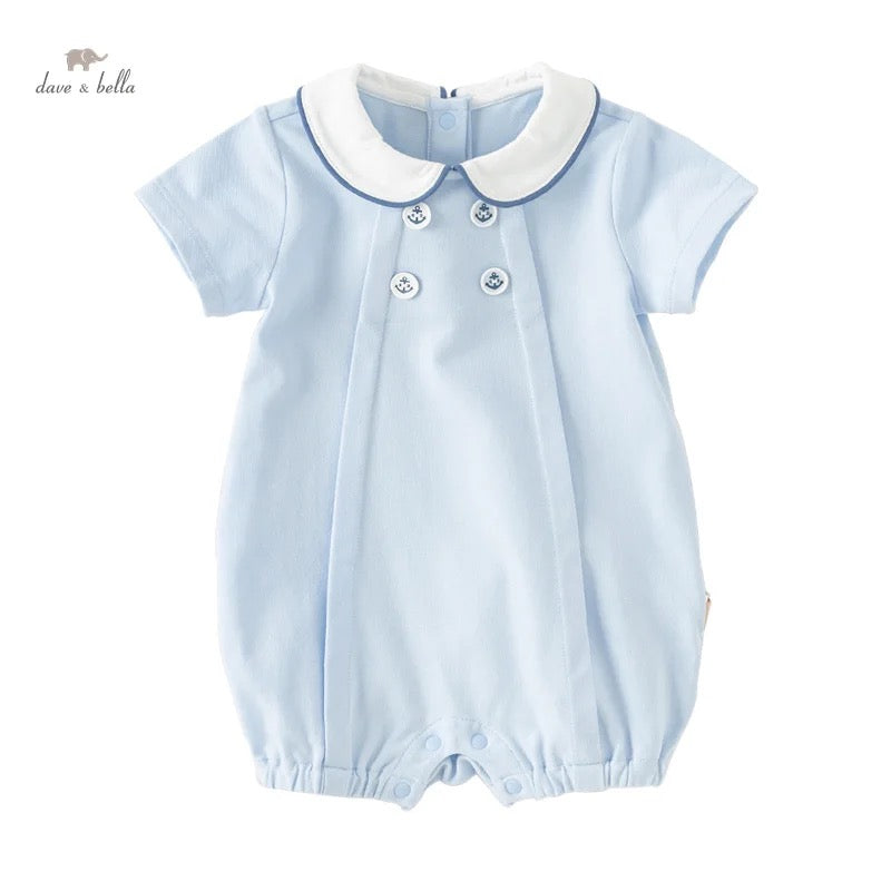 dave&bella デイブベラ ライトブルーポロロンパース DB2241221