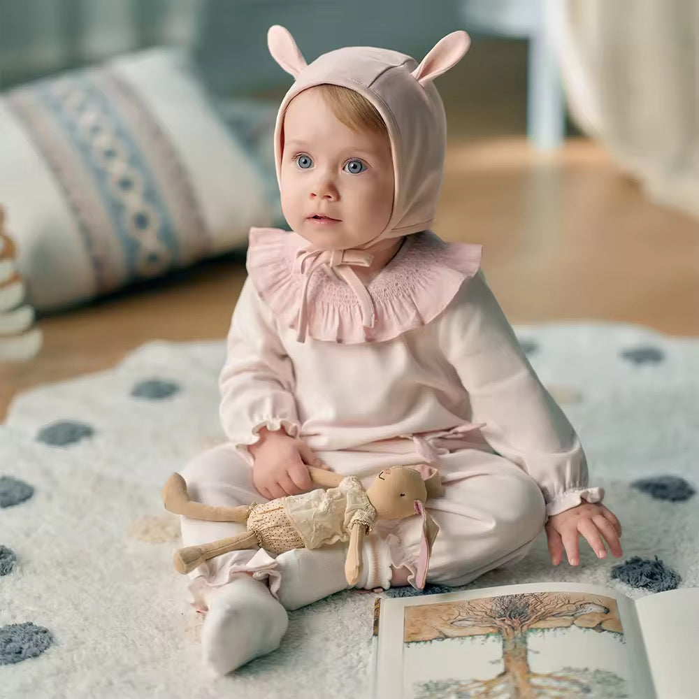 【予約】dave&bella デイブベラ みみつきポンネット付きロンパース DB3252989