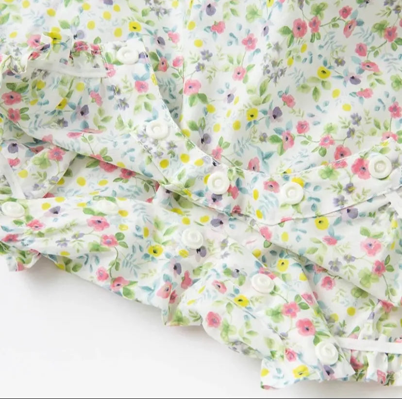 dave&bella  デイブベラ ヘアバンド付きフローラルフリルロンパース 59cm 66cm 80cm