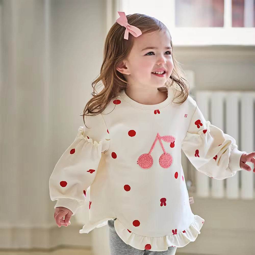 【予約】dave&bella デイブベラ ドットチェリー刺繍トップス&レギンスセット DB3253158