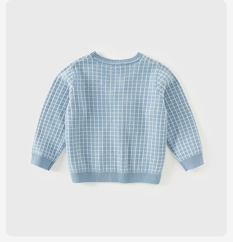 dave&bella デイブベラ ライトブルーチェックカーディガン DB3241953