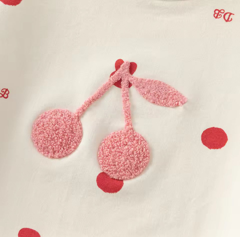 【予約】dave&bella デイブベラ ドットチェリー刺繍トップス&レギンスセット DB3253158