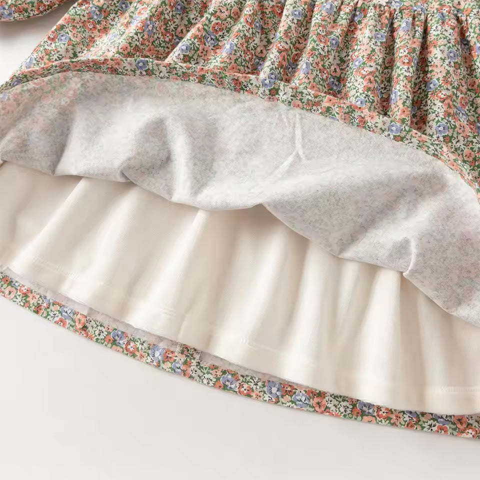 【予約】dave&bella デイブベラ ニット襟裏起毛フローラルワンピース DB4251838