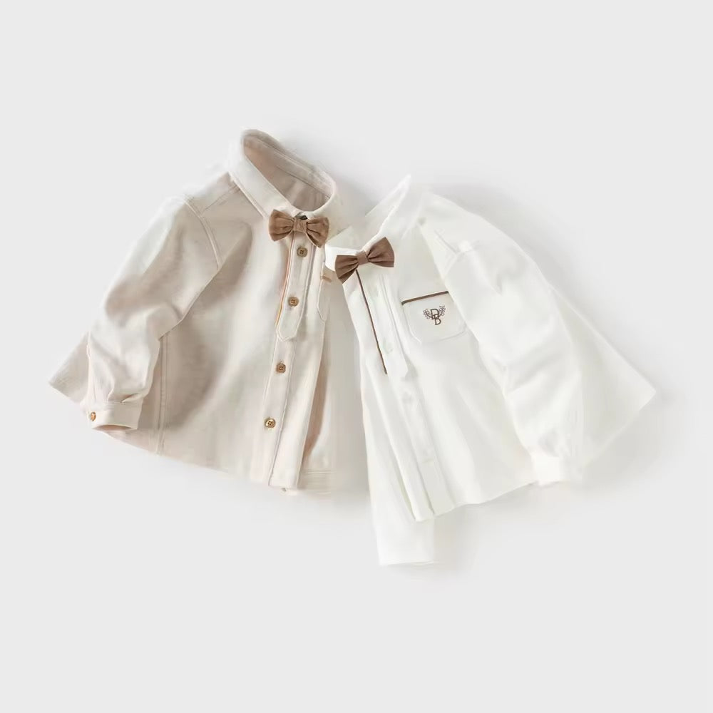 dave&bella デイブベラ ボウタイ付きロゴ刺繍シャツ DB3253496