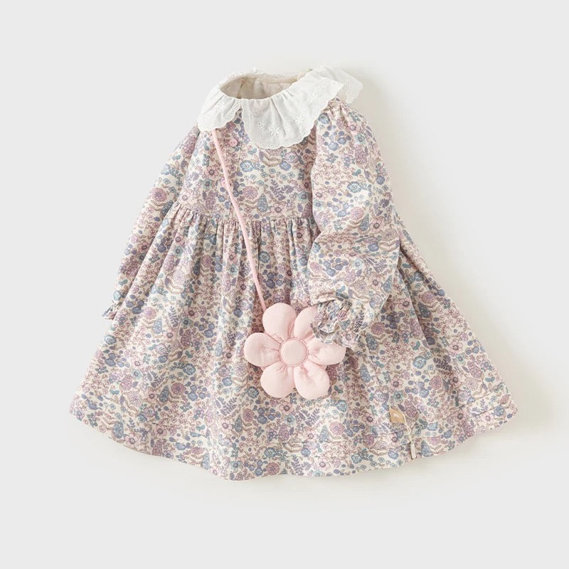 【100cm last one】dave&bella デイブベラ ポシェット付きフローラルワンピース DB3241446