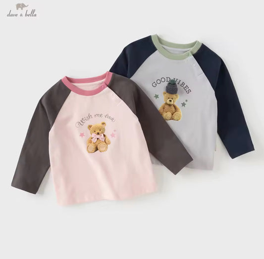 【予約】dave&bella  デイブベラ テディベアイラストトップス DB3253247