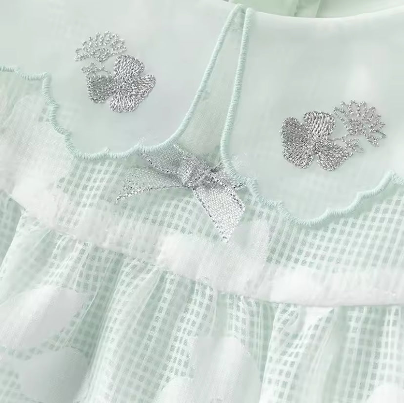 【予約】dave&bella デイブベラ 刺繍襟ライトグリーンワンピース DB2251622