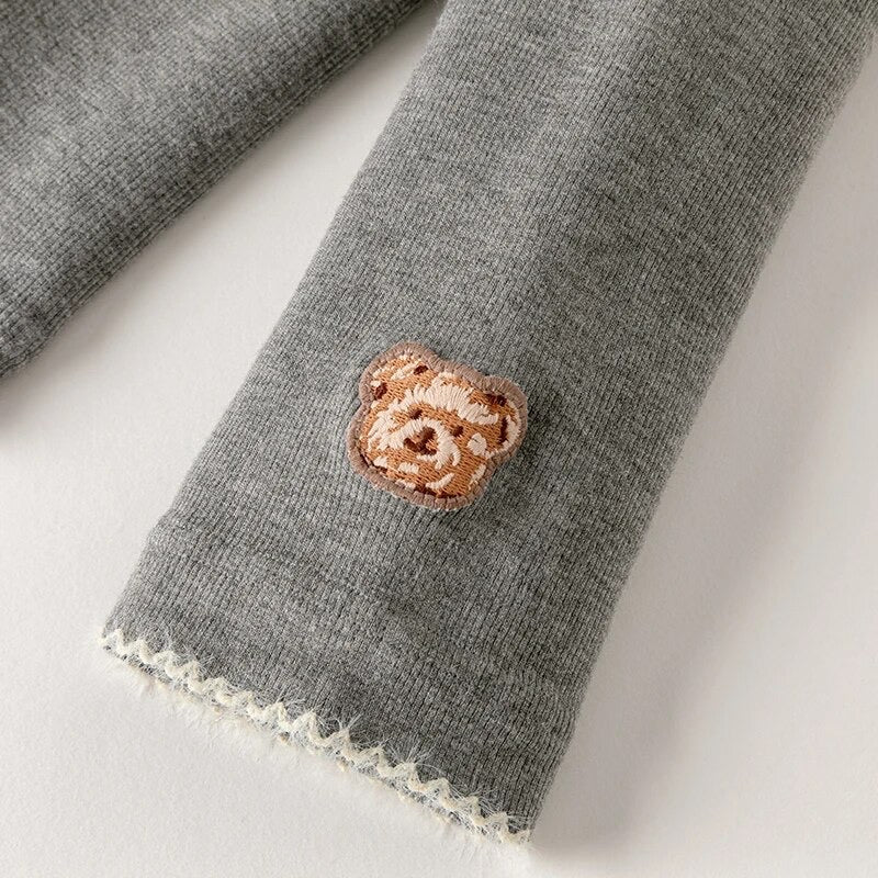 dave&bella Dave Bella bear embroidery brushed lining leggings tights DB4238230