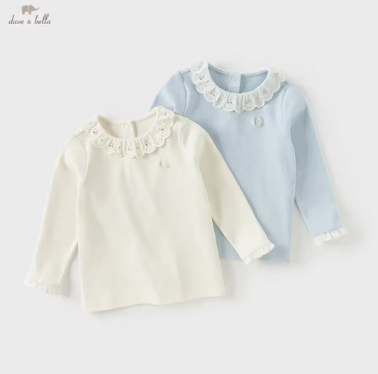 dave&bella デイブベラ 刺繍襟リブトップス DB3252686