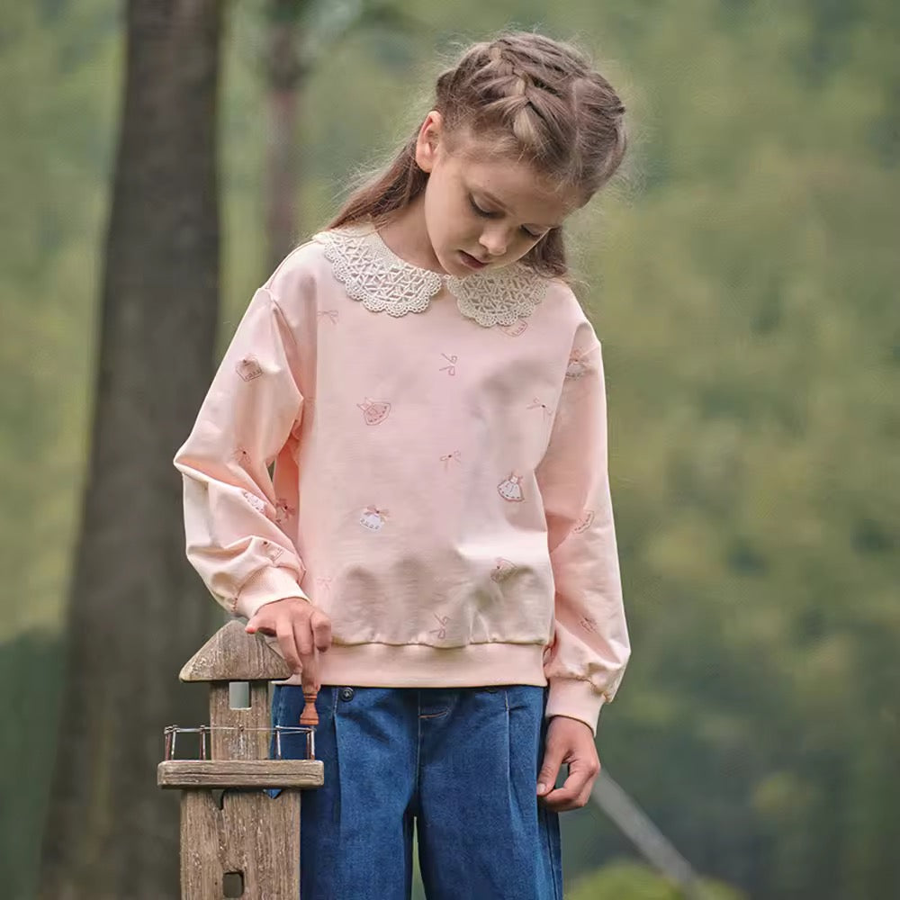 【予約】dave&bella デイブベラ レース襟イラストトップス DK3252618