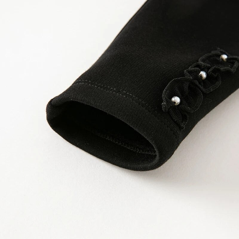 【110cm last one】dave&bella デイブベラ ブラックチュールスカート裏起毛レギンス DB4237485