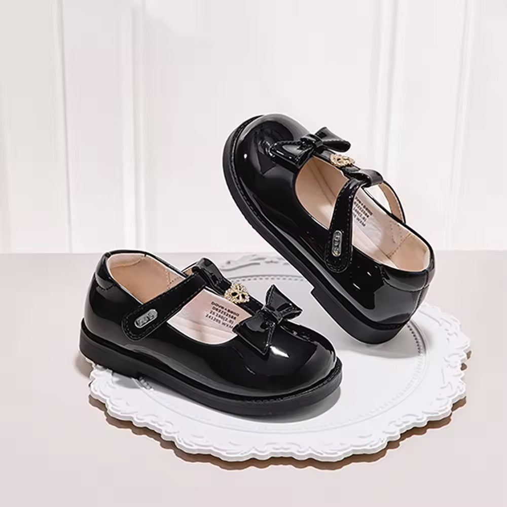 【予約】dave&bella デイブベラ ブラックエナメルリボンシューズ DB3252588