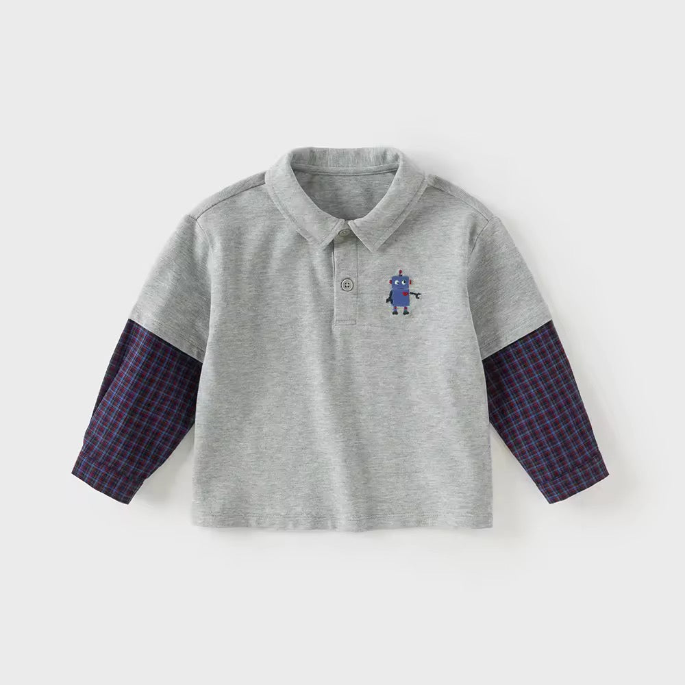 【予約】dave&bella デイブベラ ロボット刺繍チェックシャツドッキングトップス DB3253440