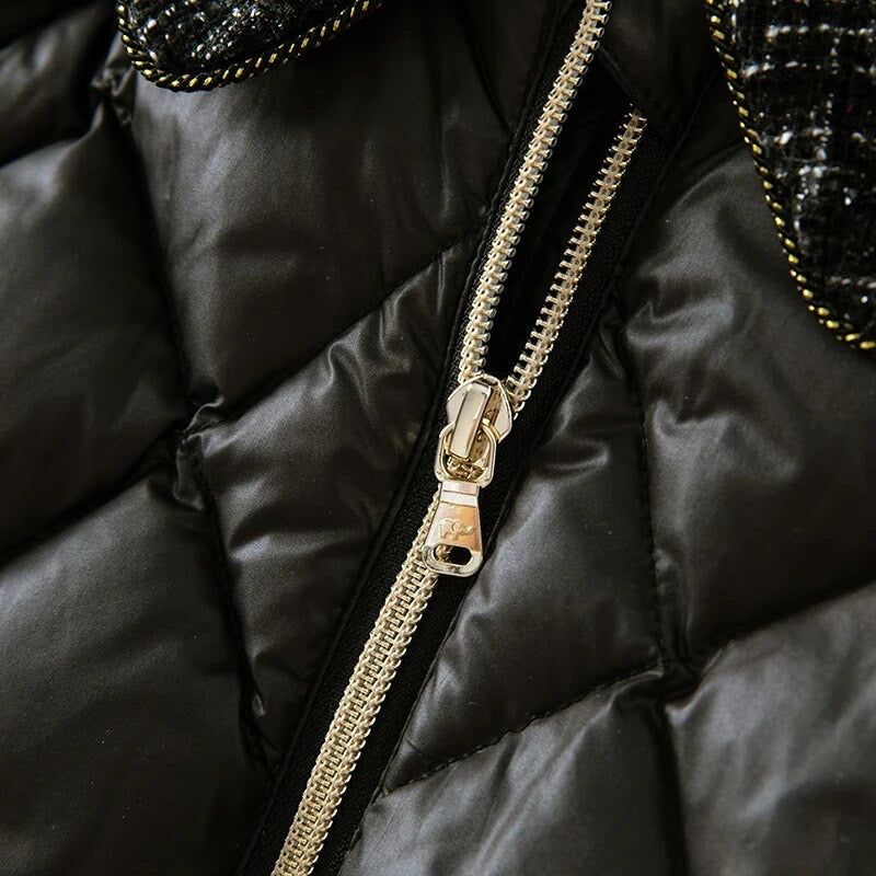 【100cm last one】dave&bella デイブベラ ブラックツイードMIXダウンジャケット DB4237293