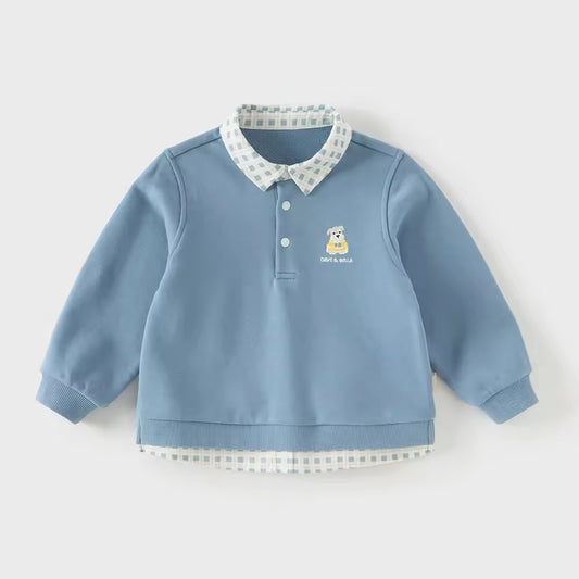 dave&bella デイブベラ シュナウザー刺繍シャツドッキングトップス DB3253149