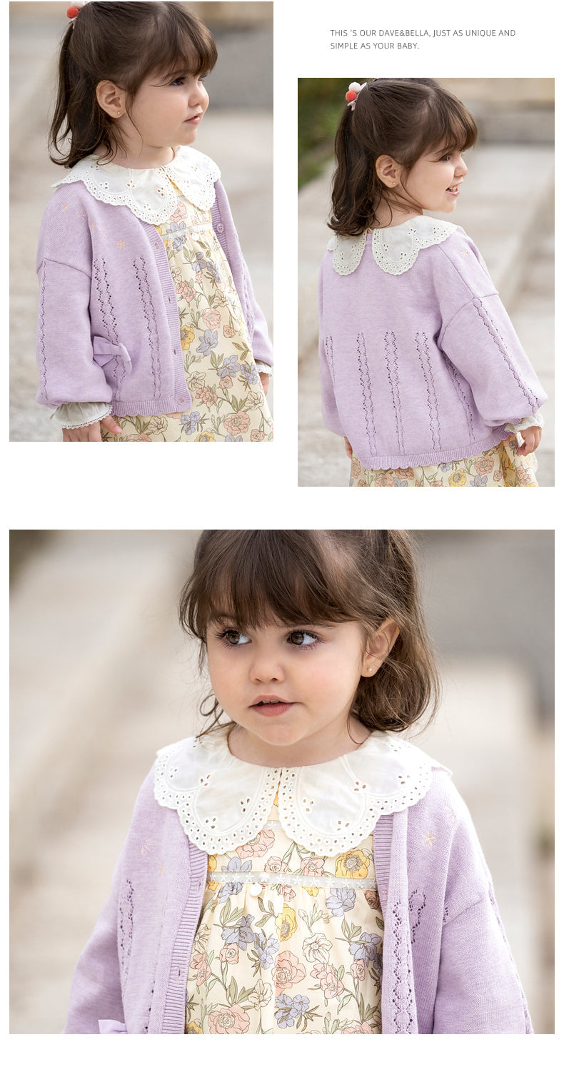dave&bella Dave Bella Ribbon Design Lilac Cardigan DB1230241 110cm