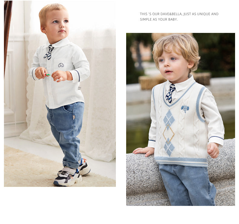 dave&bella デイブベラ 刺繍ネクタイ付きシンプルシャツ DB1230269 90cm