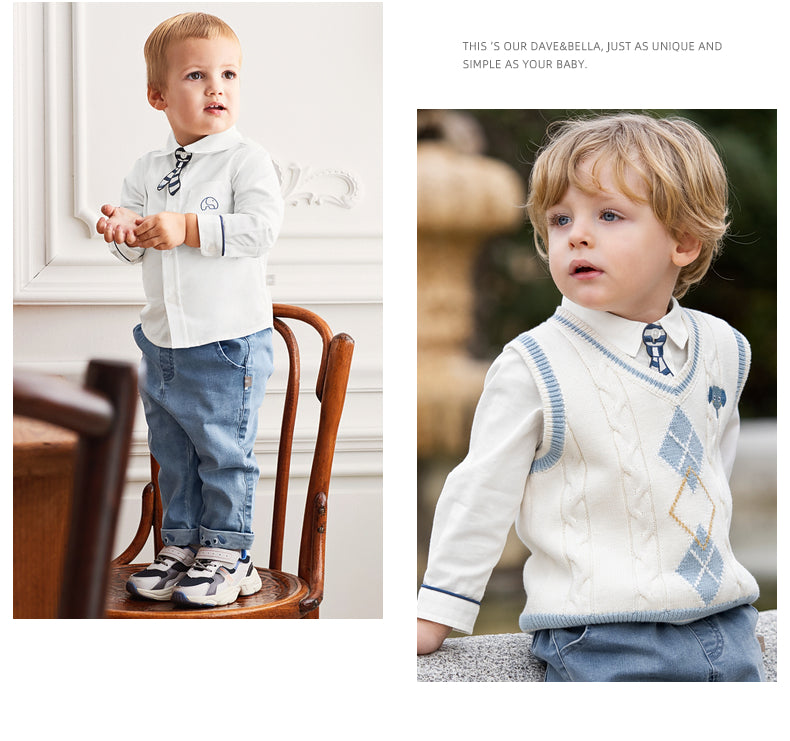 dave&bella デイブベラ 刺繍ネクタイ付きシンプルシャツ DB1230269 90cm