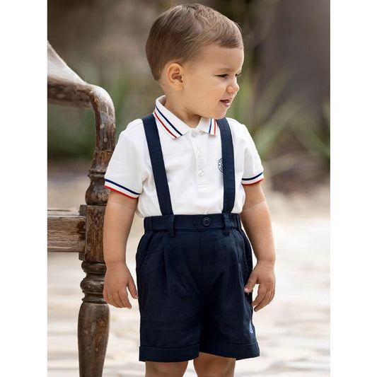 【110cm last one】dave&bella デイブベラ ヨット刺繍サスペンダー付きパンツ DB2233840