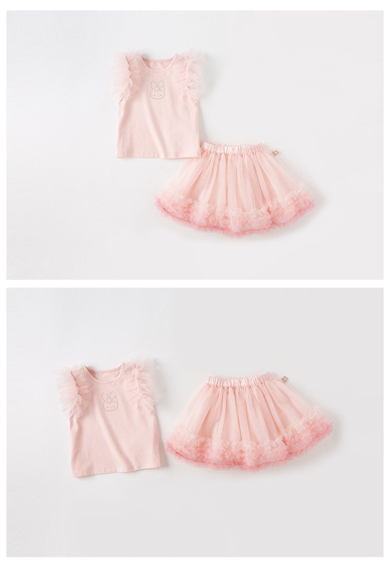 dave&bella デイブベラ うさちゃんデザインピンクトップス&チュールスカートセット DB2235210
