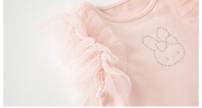 dave&bella デイブベラ うさちゃんデザインピンクトップス&チュールスカートセット DB2235210