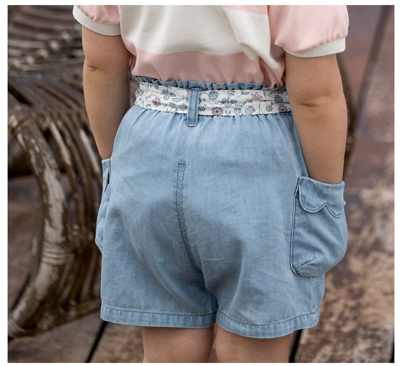 dave&bella Dave Bella Floral Belt Denim Shorts DB2235445