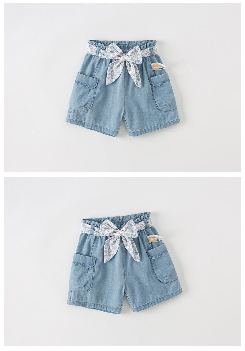 dave&bella Dave Bella Floral Belt Denim Shorts DB2235445