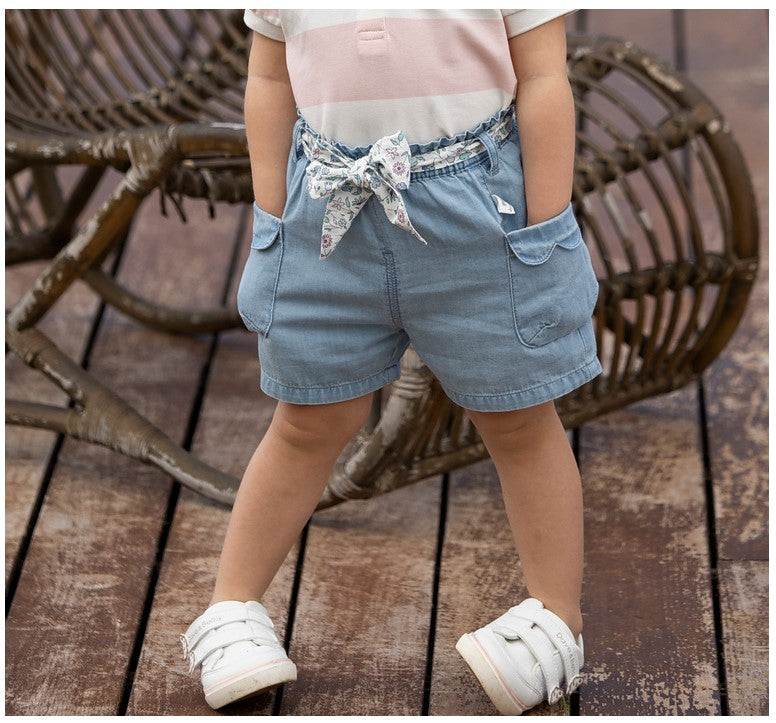 dave&bella Dave Bella Floral Belt Denim Shorts DB2235445