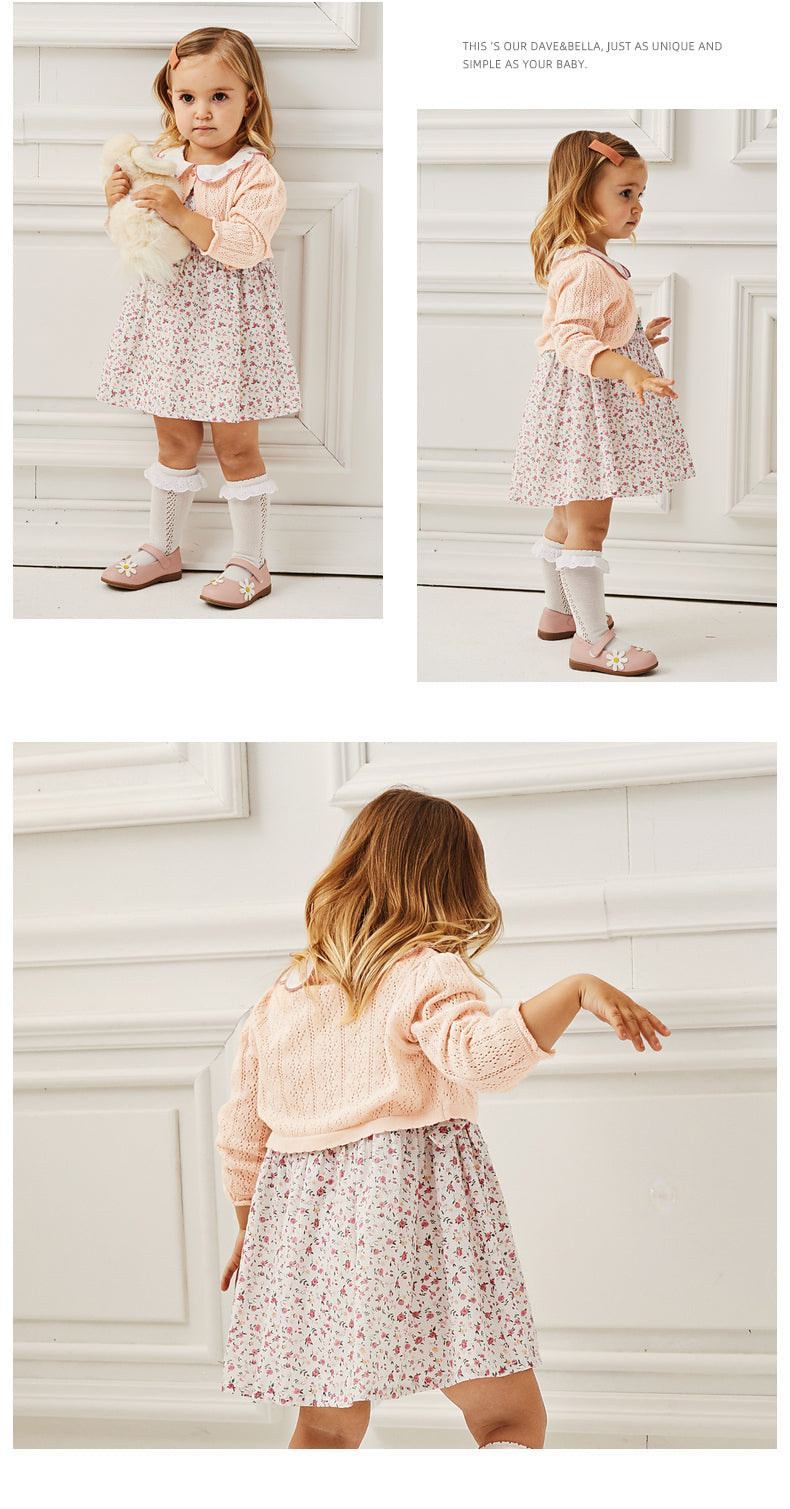 dave&bella デイブベラ 透かし編みピンクボレロ DB2235453