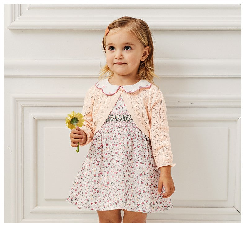 dave&bella デイブベラ 透かし編みピンクボレロ DB2235453