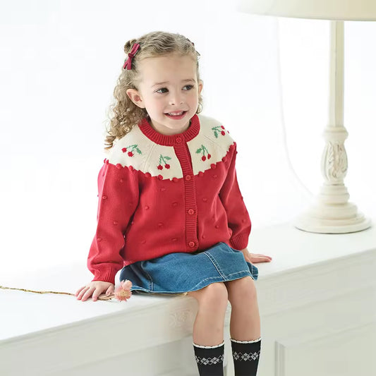 【予約】dave&bella デイブベラ さくらんぼぽんぽんカーディガン DB3253536