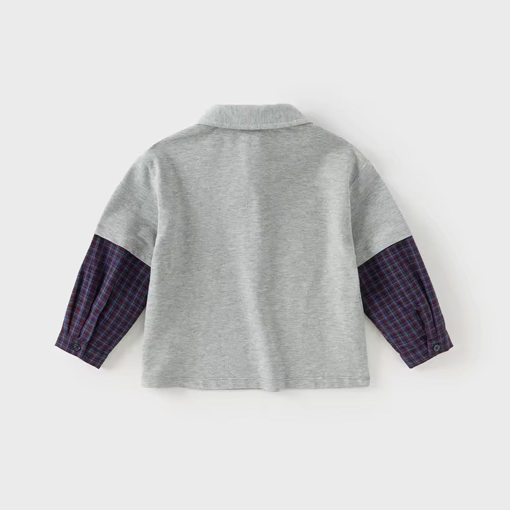 【予約】dave&bella デイブベラ ロボット刺繍チェックシャツドッキングトップス DB3253440