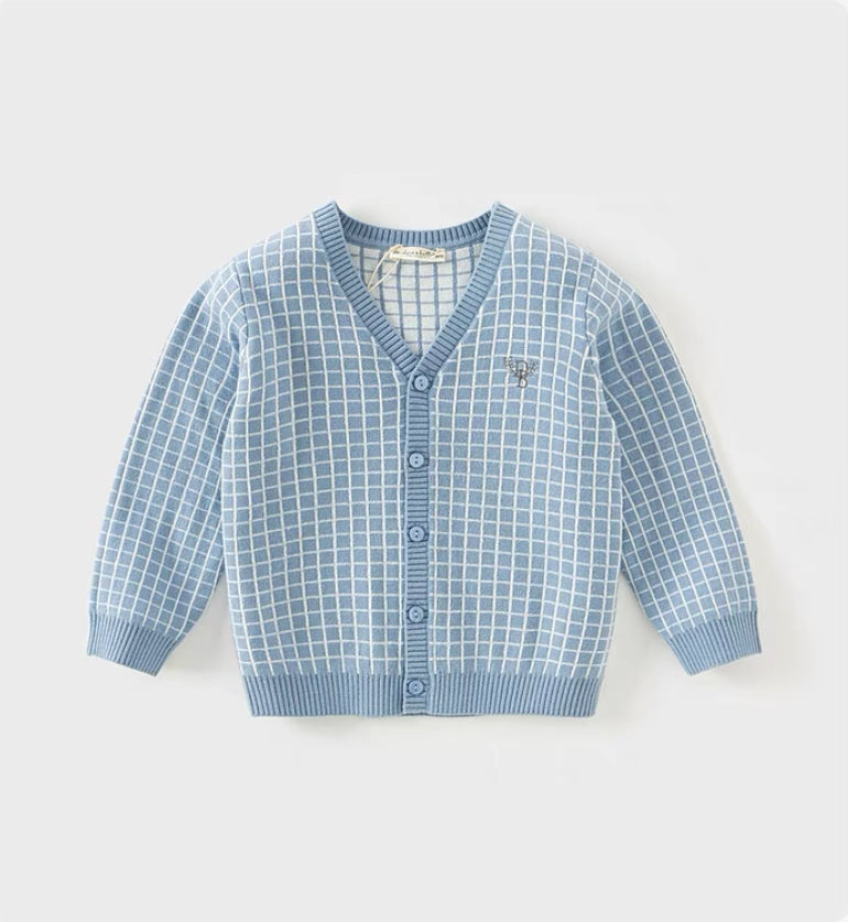 dave&bella デイブベラ ライトブルーチェックカーディガン DB3241953