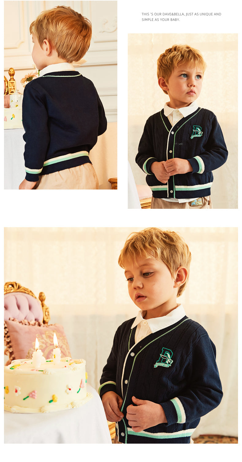 dave&bella CHAMPIONS embroidery navy cardigan DK1230129 80cm