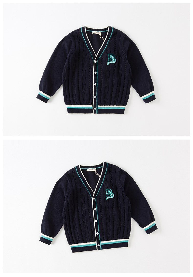 dave&bella CHAMPIONS embroidery navy cardigan DK1230129 80cm