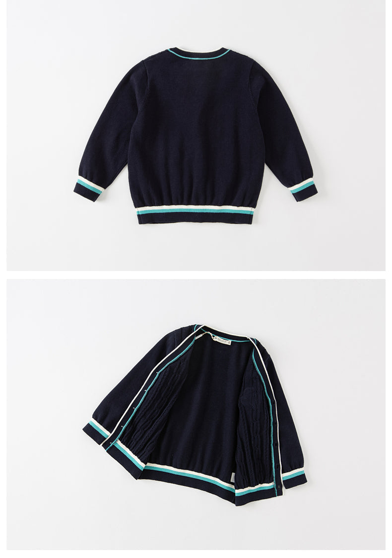 dave&bella CHAMPIONS embroidery navy cardigan DK1230129 80cm