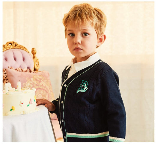 dave&bella CHAMPIONS embroidery navy cardigan DK1230129 80cm