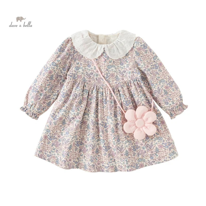 【100cm last one】dave&bella デイブベラ ポシェット付きフローラルワンピース DB3241446