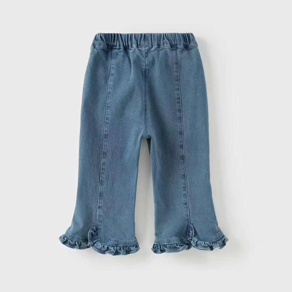 【予約】dave&bella デイブベラ 裾フリルちょうちょ刺繍デニム DB3252856