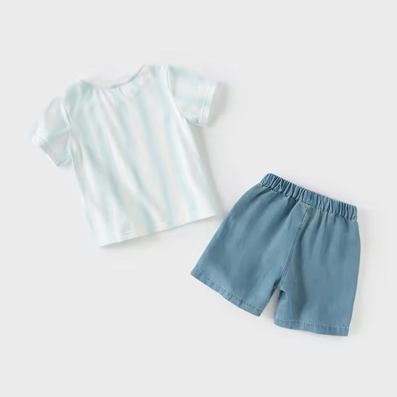 【予約】dave&bella デイブベラ 潜水艦イラストTシャツ&ハーフパンツセット DB2252006