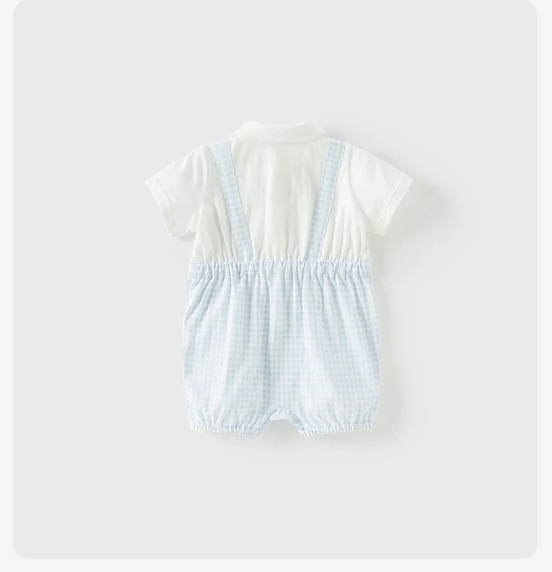 dave&bella デイブベラ ライトブルーギンガムチェックおめかしロンパース DB2251563