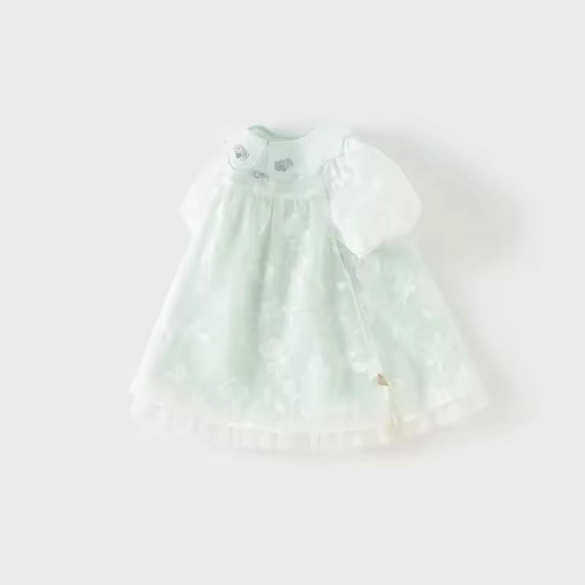 【予約】dave&bella デイブベラ 刺繍襟ライトグリーンワンピース DB2251622