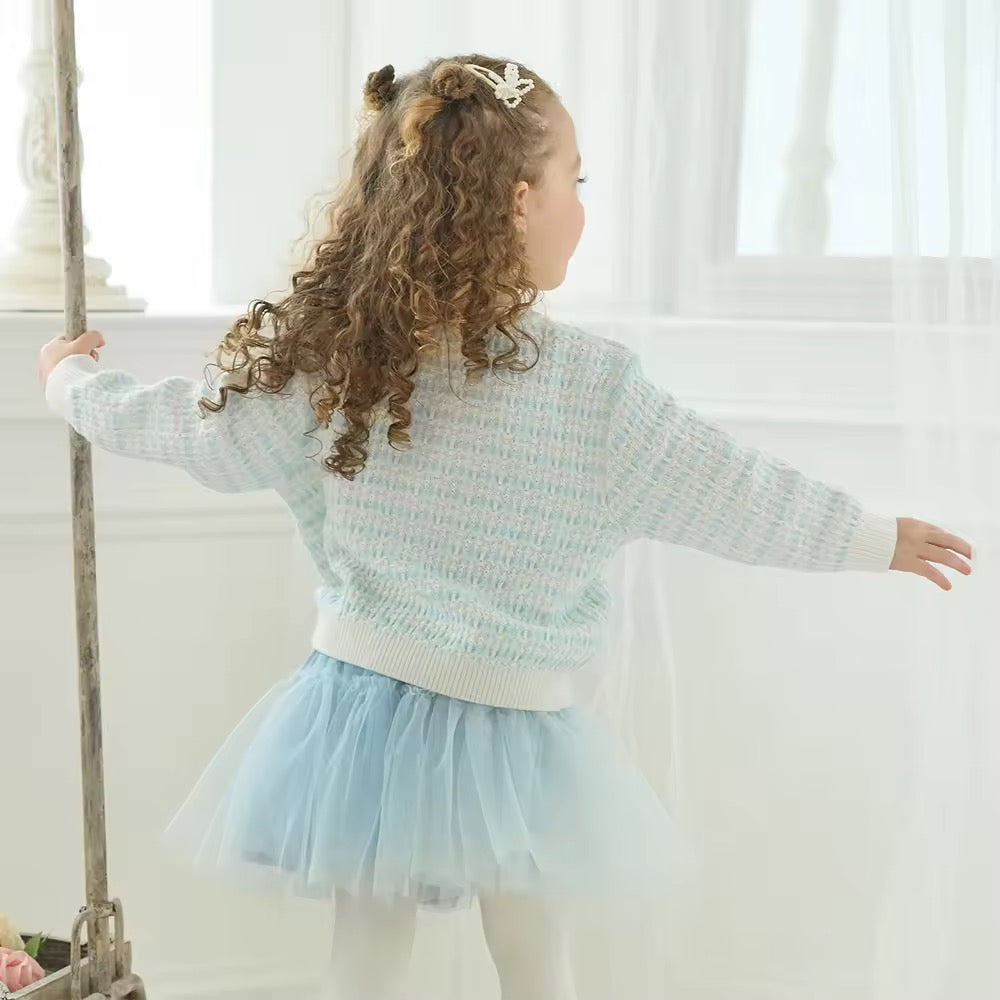 【予約】dave&bella デイブベラ ライトブルーチェックカーディガン DB3253543