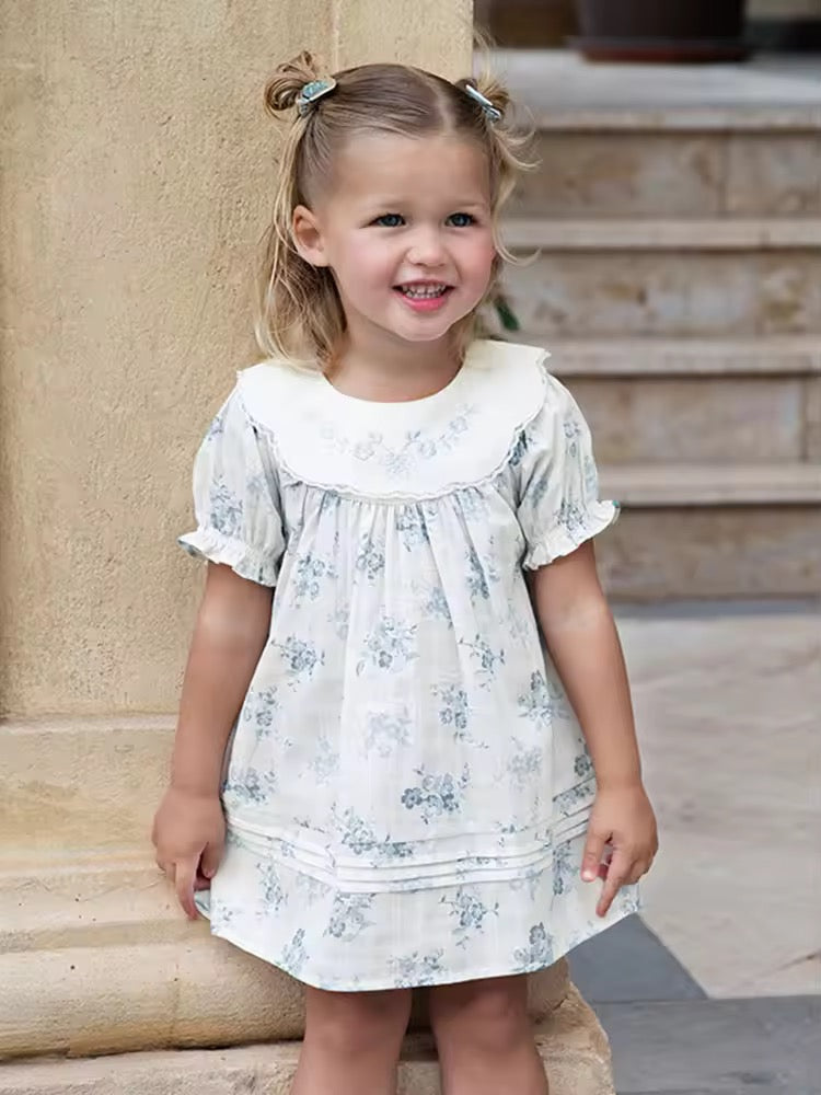 dave&bella デイブベラ 刺繍襟ブルーフローラルワンピース DB2252332