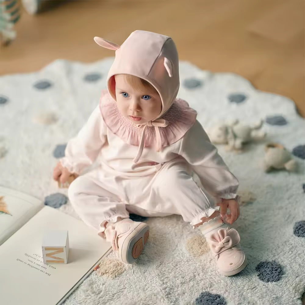 【予約】dave&bella デイブベラ みみつきポンネット付きロンパース DB3252989