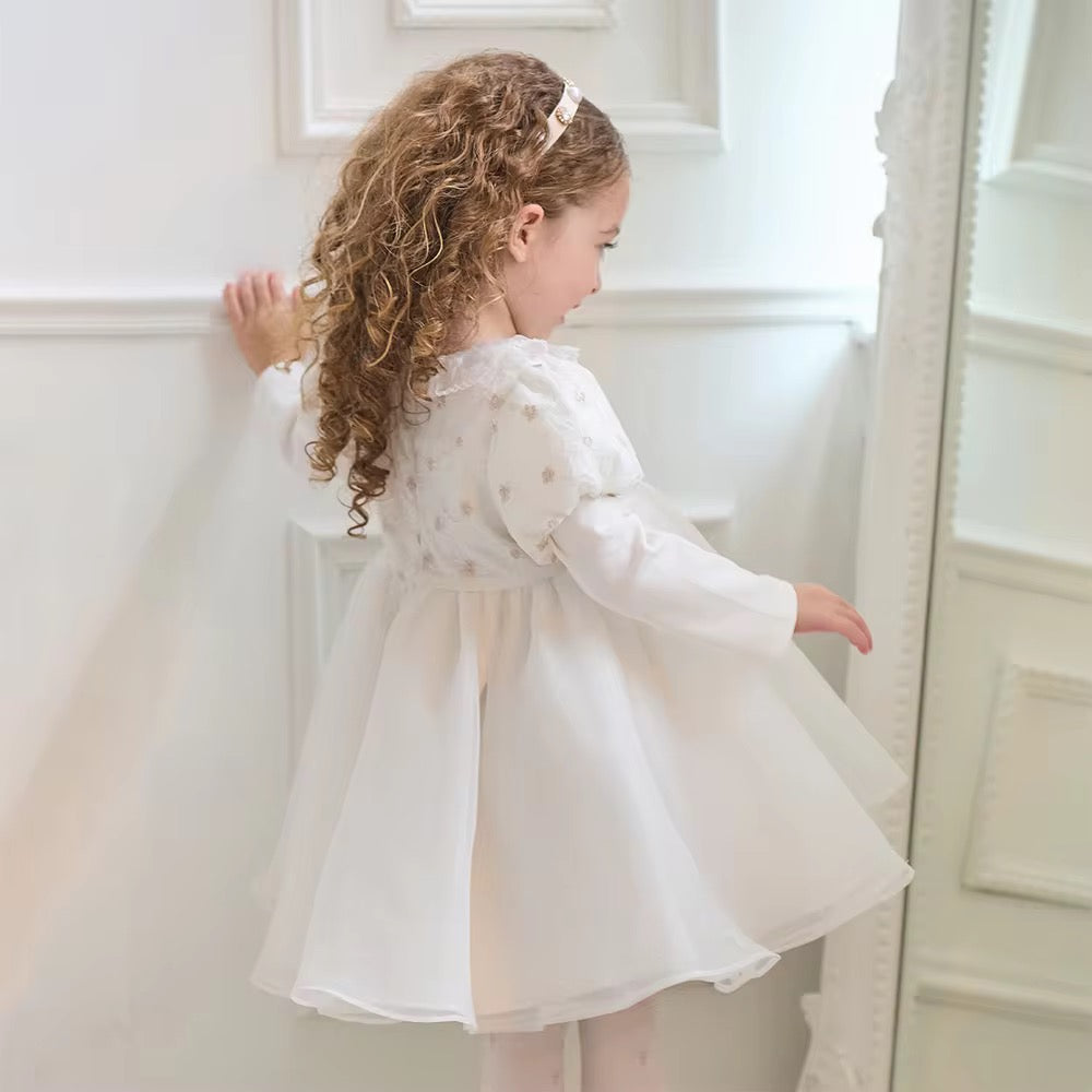 【予約】dave&bella デイブベラ コサージュ付きフラワー刺繍ドレス DB3252991