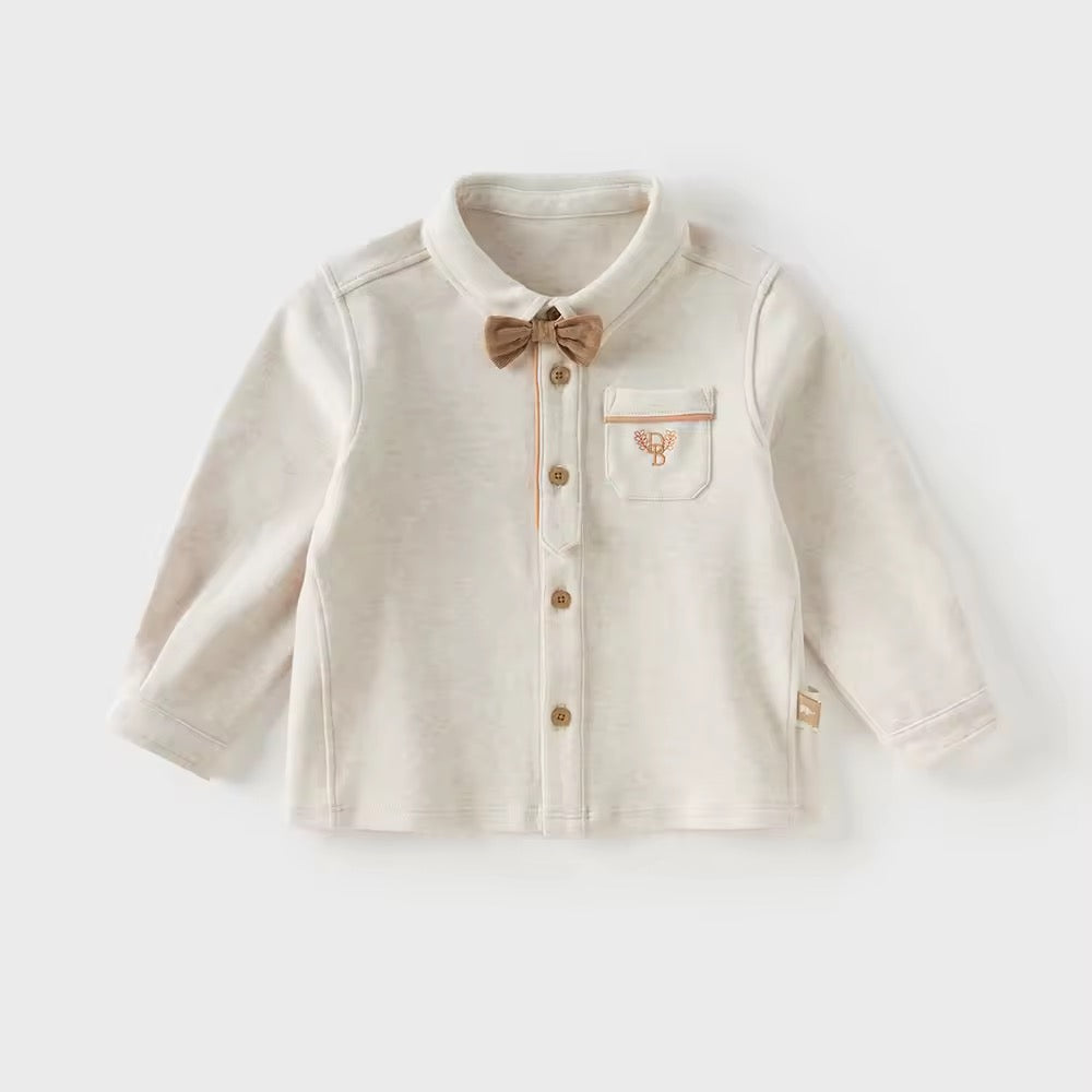 dave&bella デイブベラ ボウタイ付きロゴ刺繍シャツ DB3253496