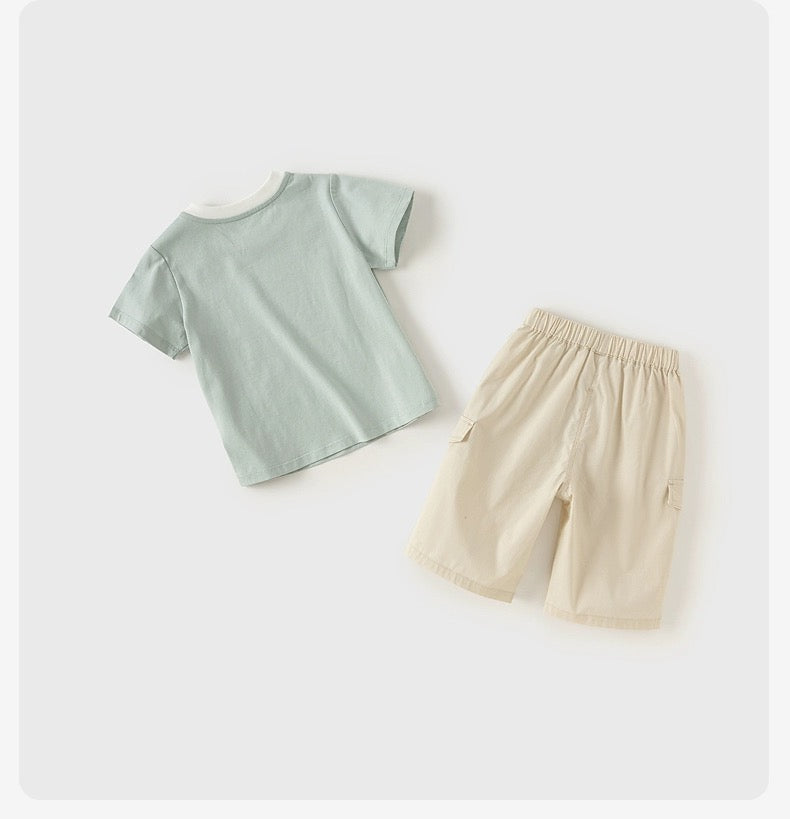 dave&bella デイブベラ ボウタイサスペンダーイラストトップス&ハーフパンツセット DB2241004